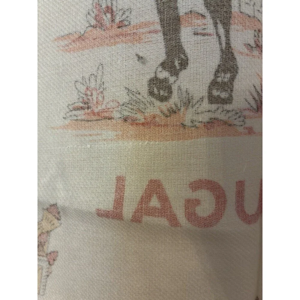Vintage Algarve Portugal Linen Tea Towel Souvenir Donkey Chimney Folk Art 70s
